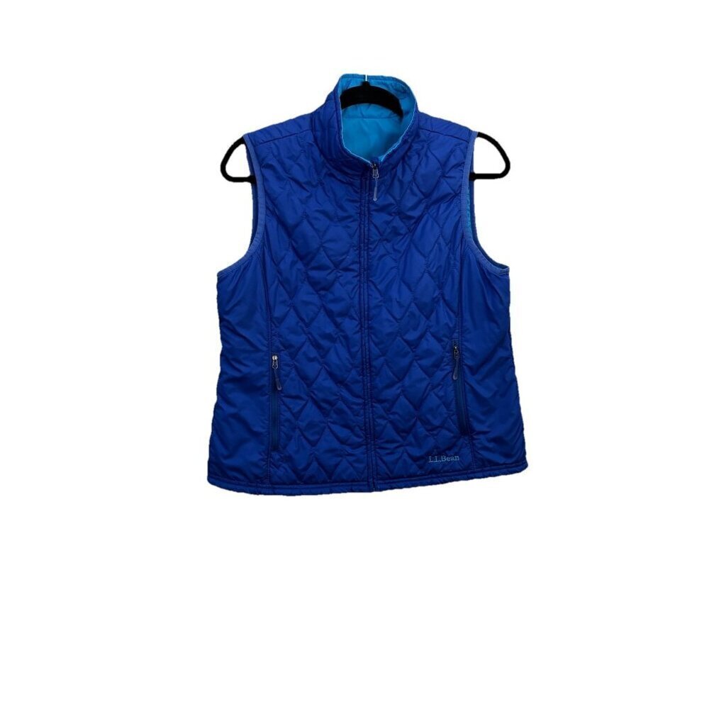 L.L. Bean Reversible Blue Nylon Lightweight Full Zipper  Vest Size P Medium